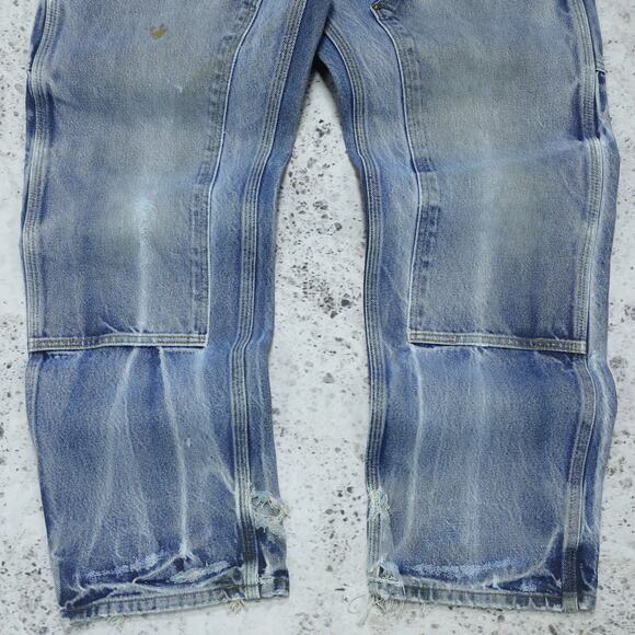 Vintage Carhartt B07 DNM Faded Blue Jeans Denim Double Knee Pants 32x30 - Picture 5 of 12